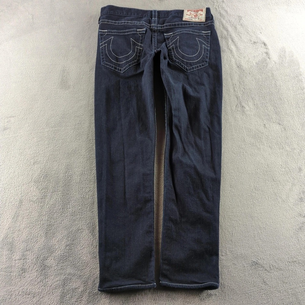 True‎ Religion Jeans Mens 36x32 Blue Slim Straight Denim Contrast Stitching Y2K